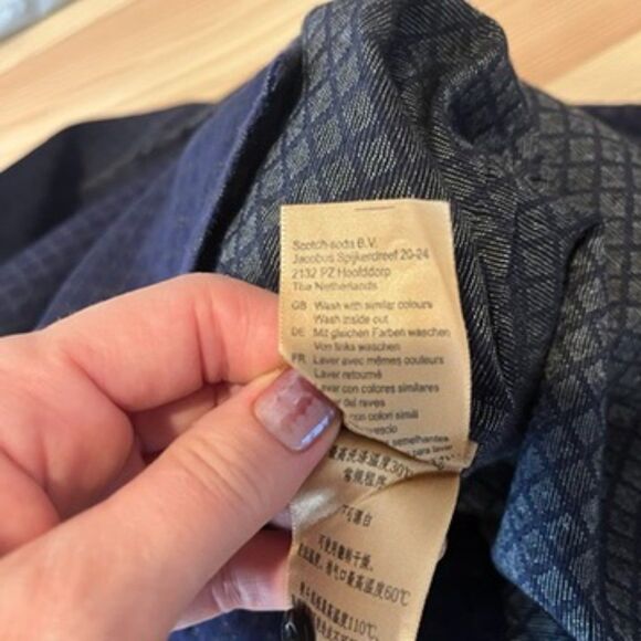 Scotch & Soda Purple-Blue Diamond Dress Shirt Button Front Slim Fit Medium - Picture 4 of 6